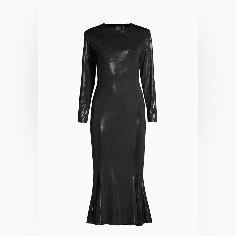 Norma Kamali Black lame midi dress